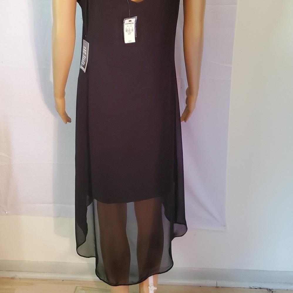 NWT Express Black Spaghetti Strap Dress Petite - Picture 4 of 6